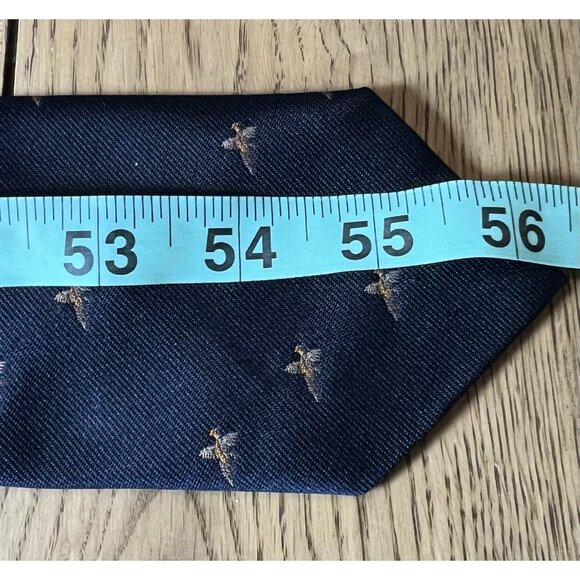 First Avenue Tie Pheasant Patterned Mens Poly/Silk Country Hunting Shooting Navy - Picture 8 of 8